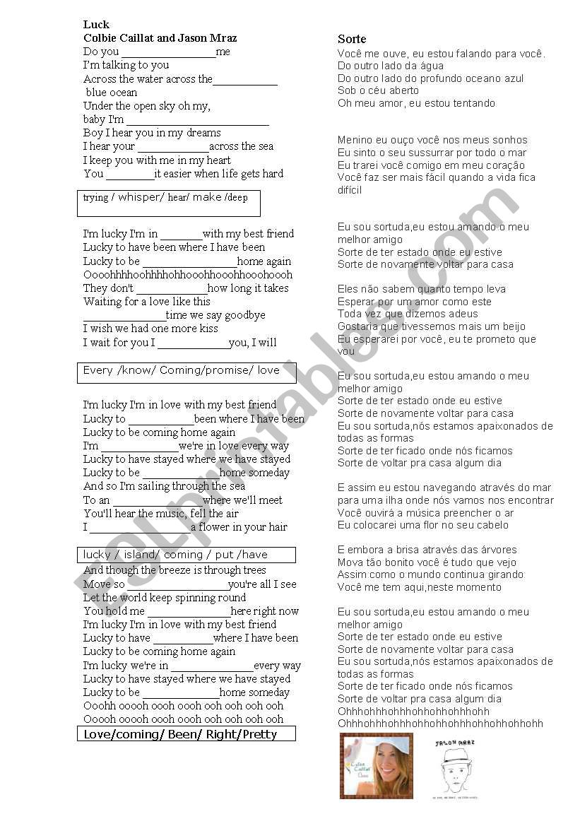 music-LUCK worksheet
