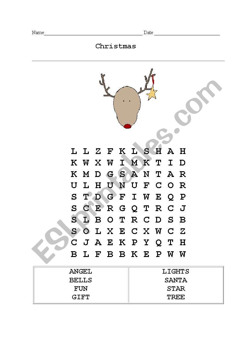 christmas crossword worksheet