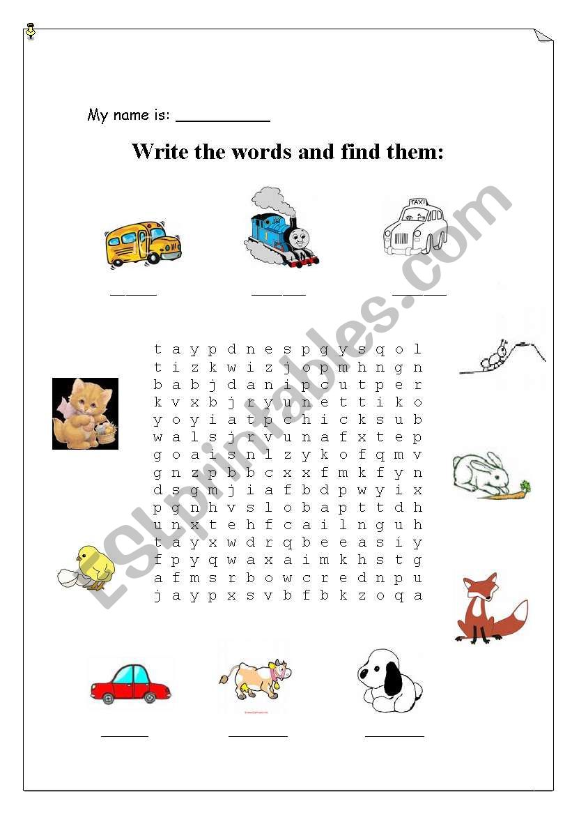 Word Search worksheet