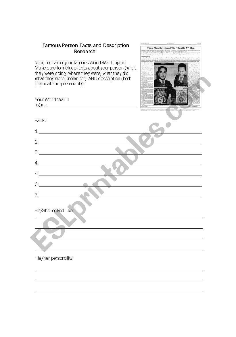 describing famous people worksheet