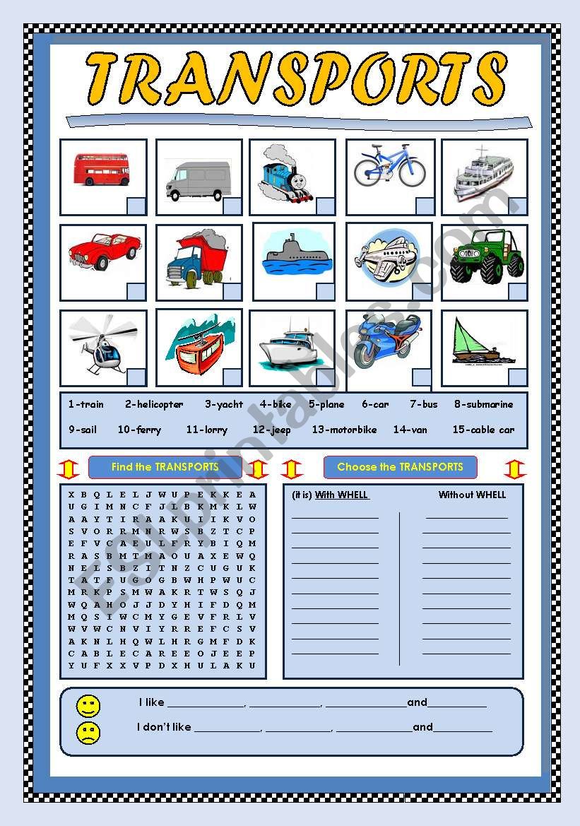 TRANSPORTS worksheet