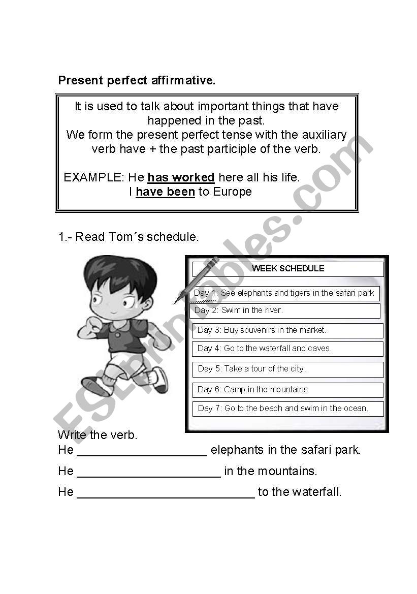 PRESENT PERFECT  worksheet