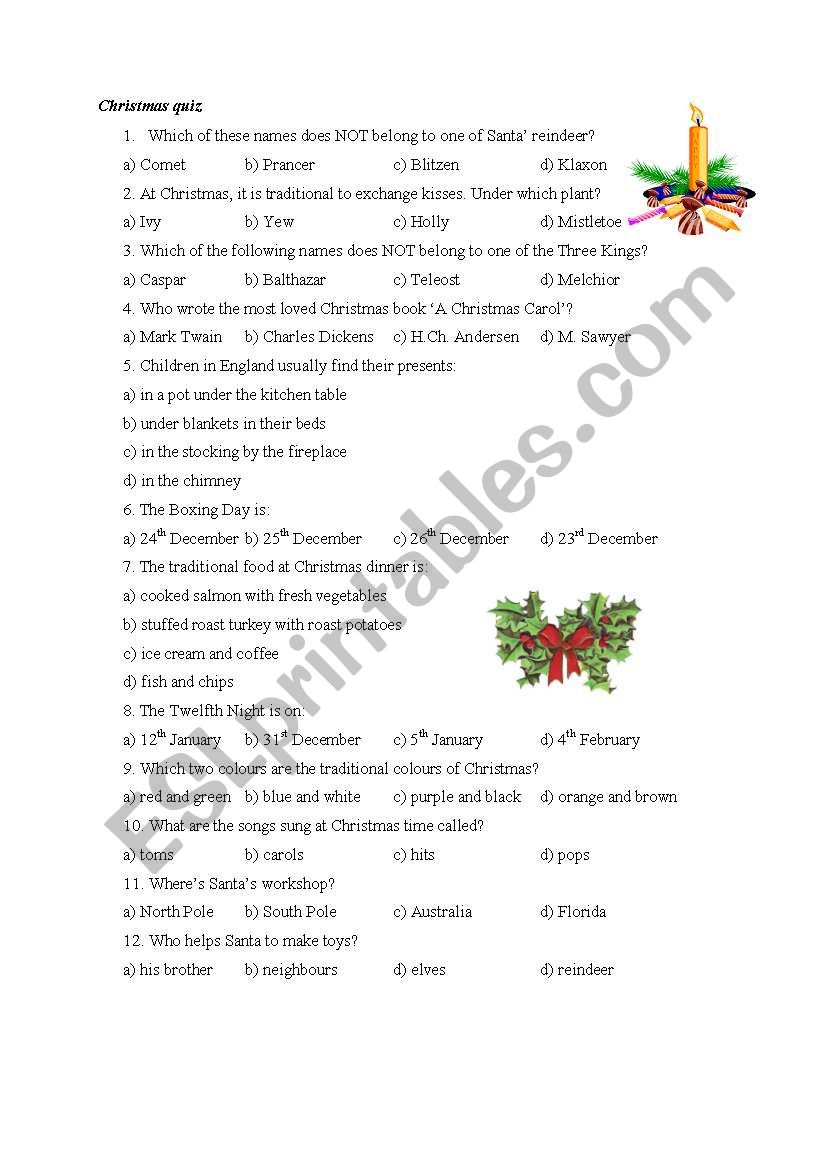 christmas worksheet