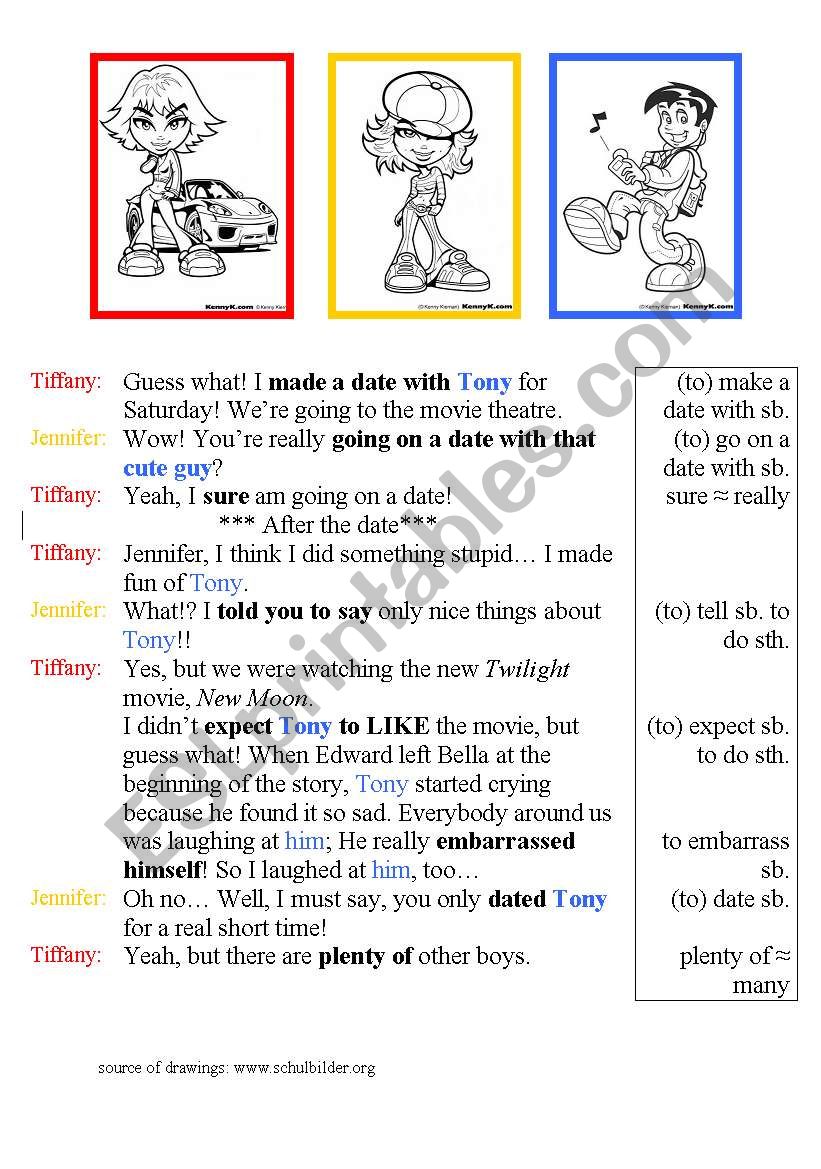 dating vocab in context story worksheet