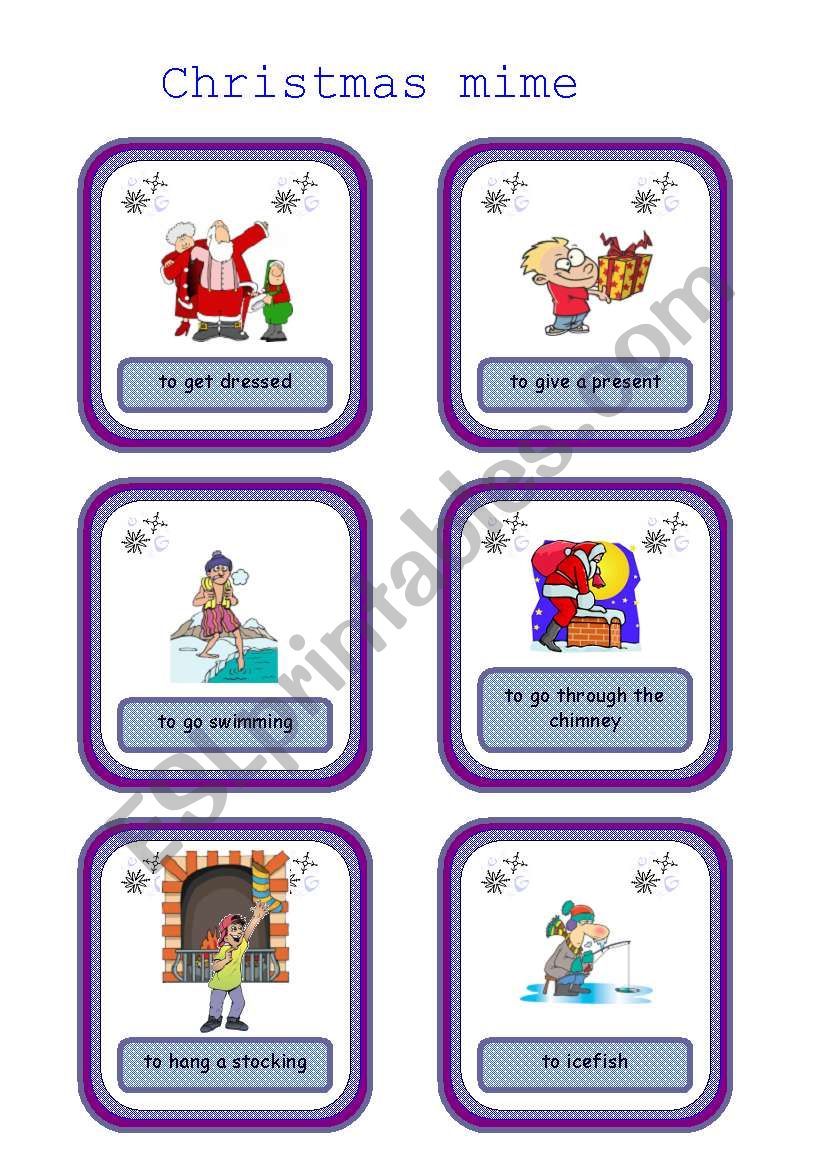 Christmas mime game, part 2/4 worksheet