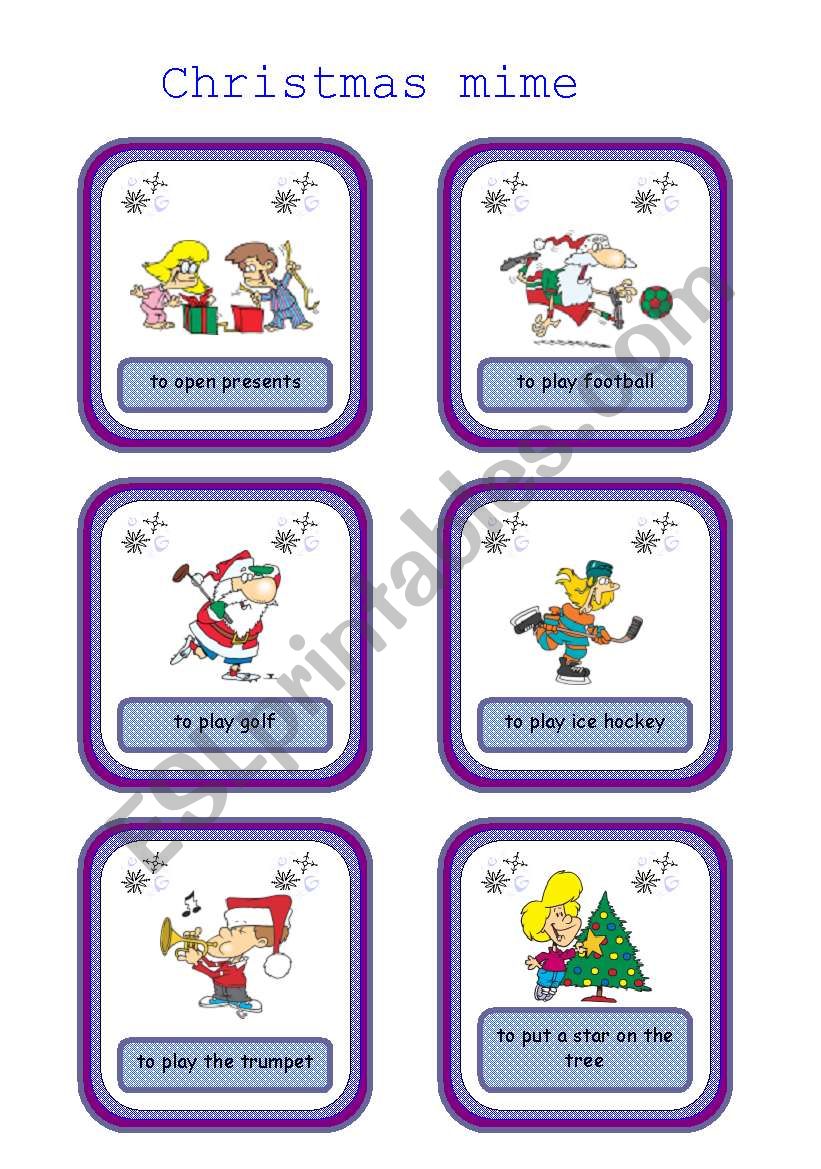 Christmas mime game, part 3/4 worksheet