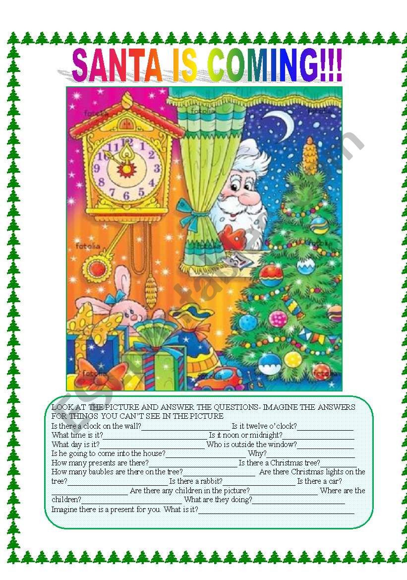 SANTA IS COMING worksheet