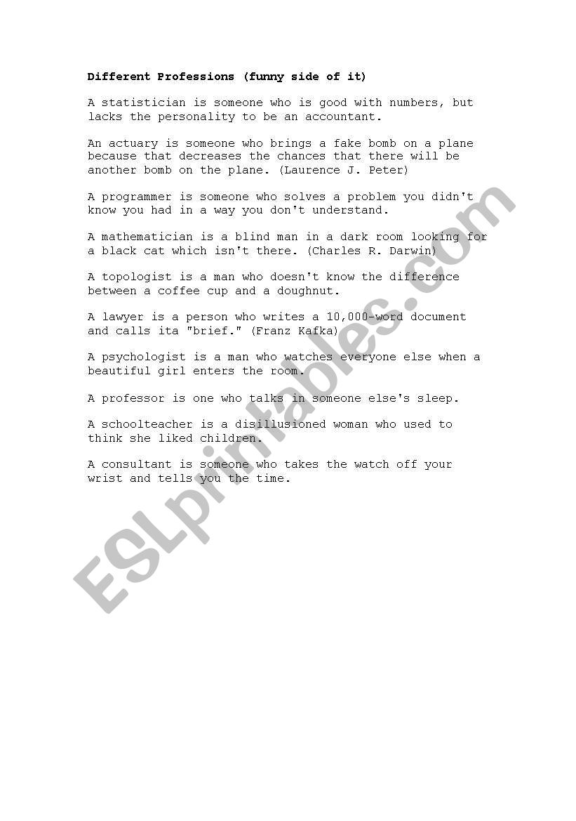 funny definitions of jobs and professions