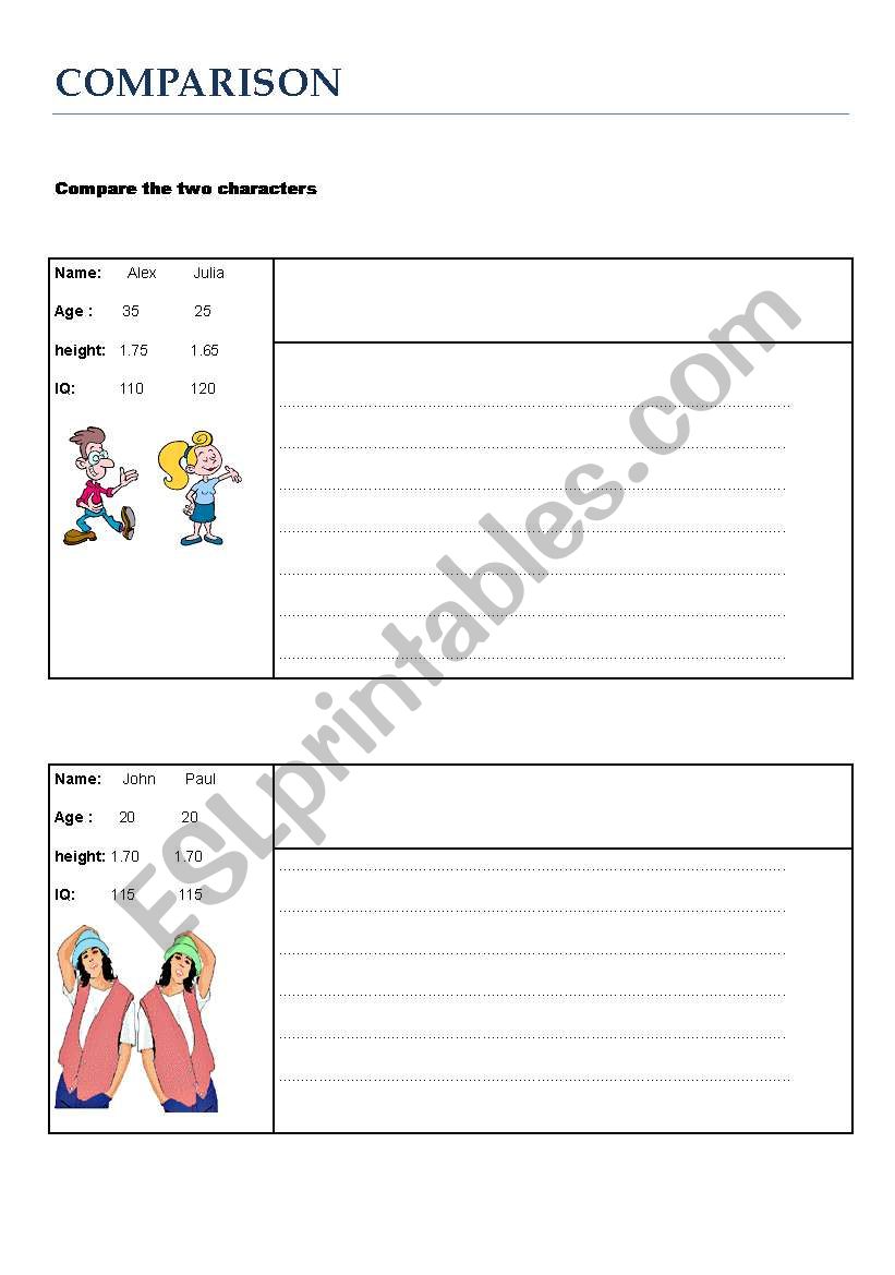 Comparatives  worksheet