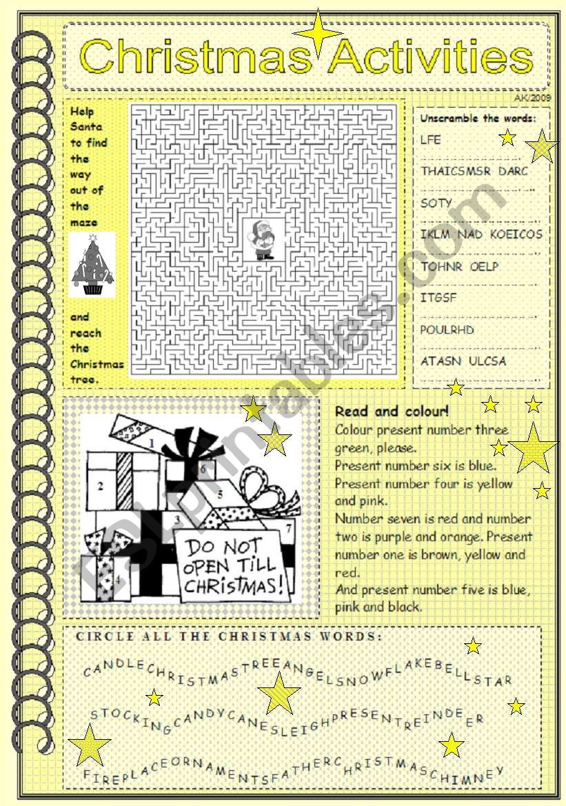 Christmas Activities 3 worksheet