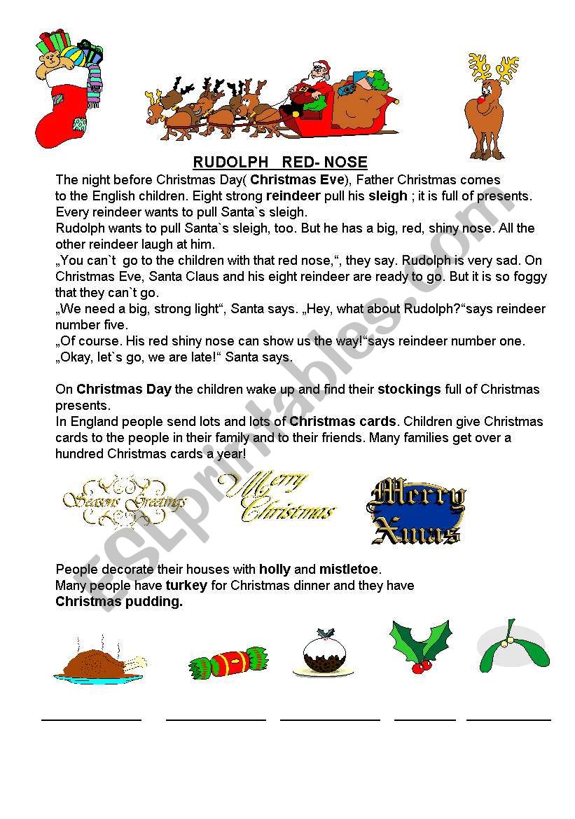 Rudolph- red nose worksheet