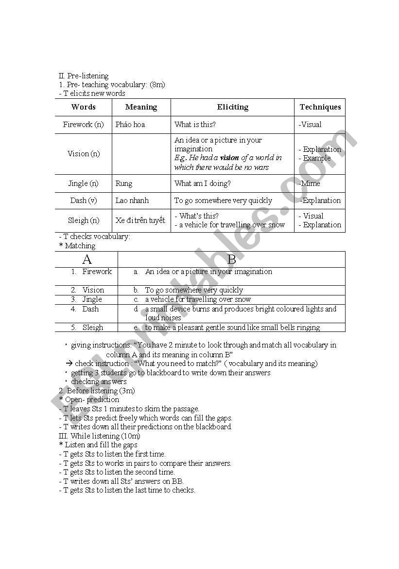 Lesson plan for listening skill, unit 7,(celebration), English 11( (advanced)