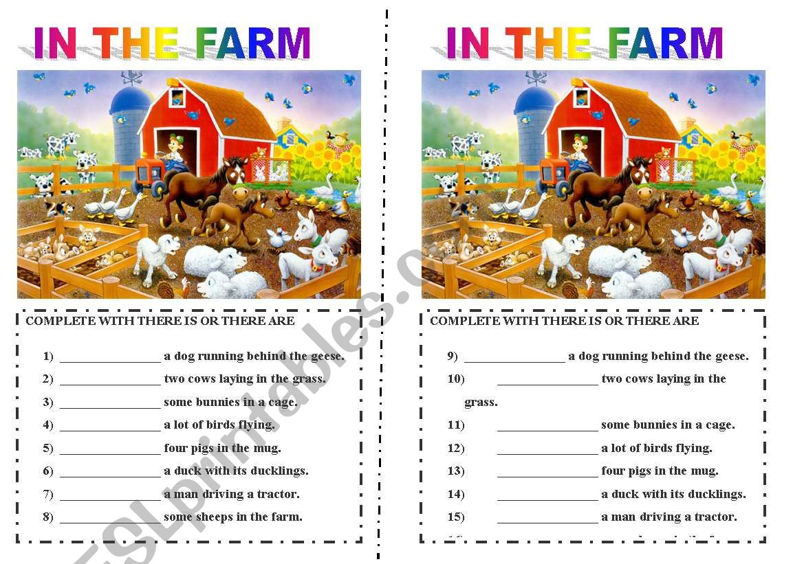 there is/ are in the farm worksheet