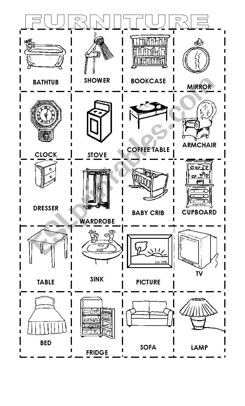 Furniture Pictionary - ESL worksheet by ilona