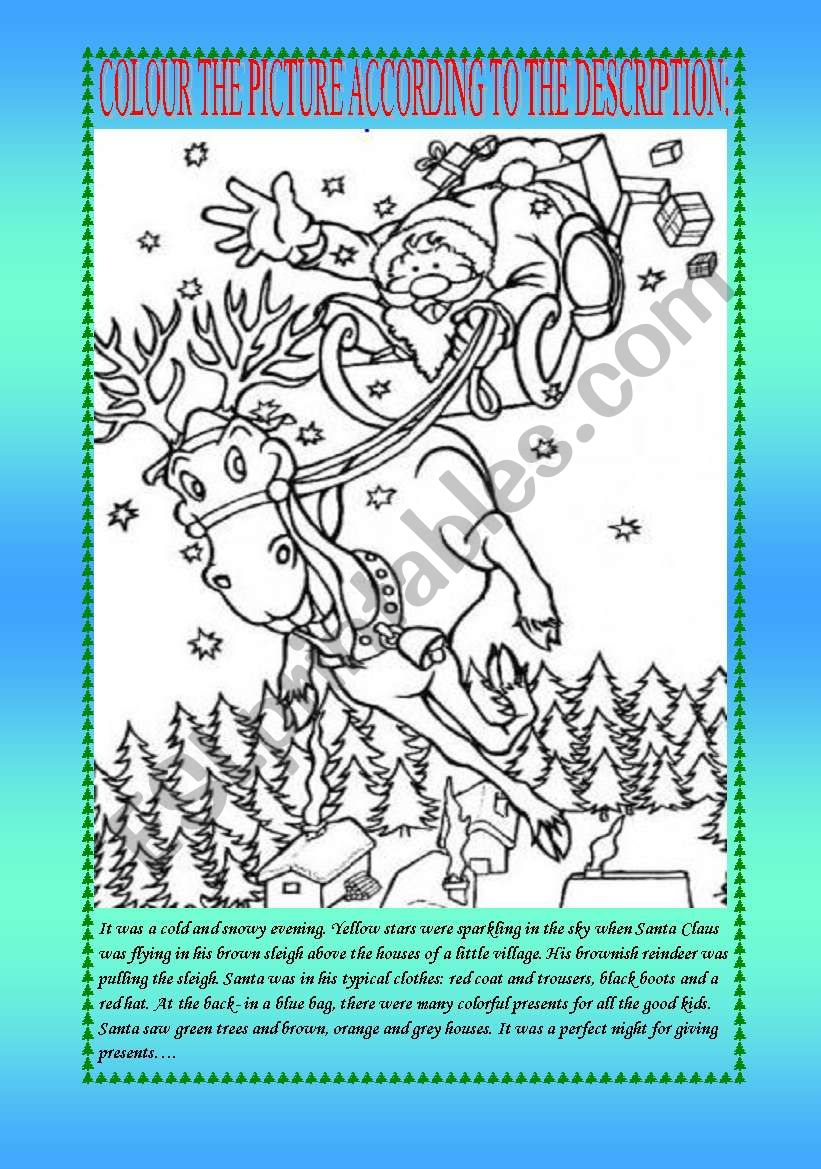 Santa on his way worksheet