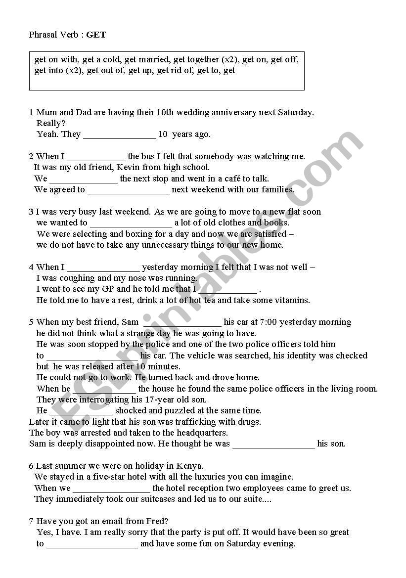 Phrasal Verb GET worksheet