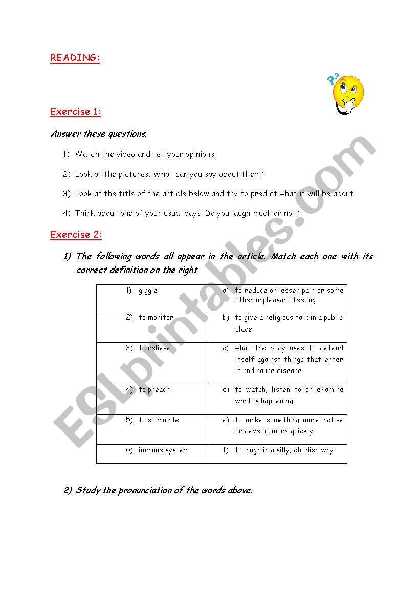 Laughter worksheet