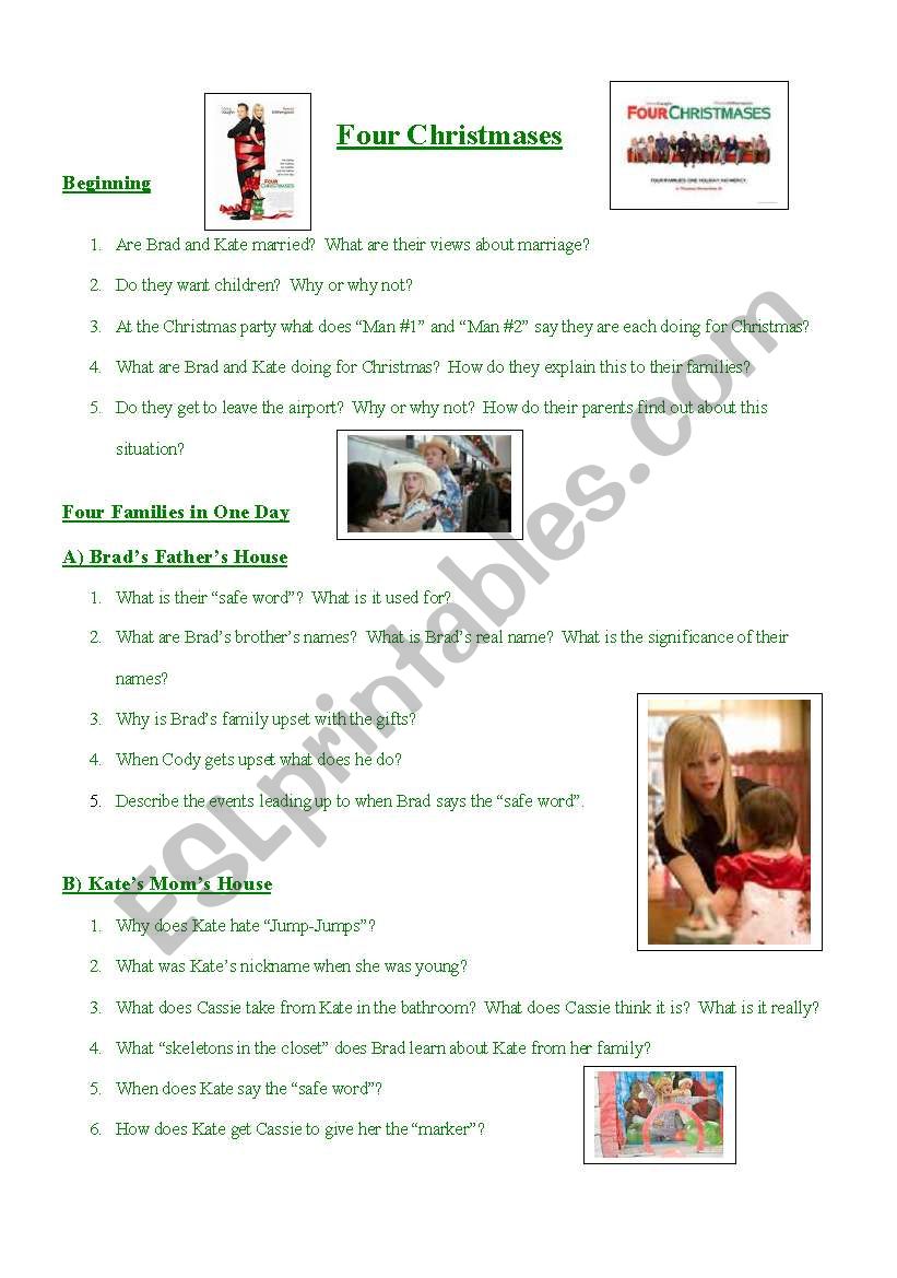 Four Christmases~Movie Comprehension Questions~