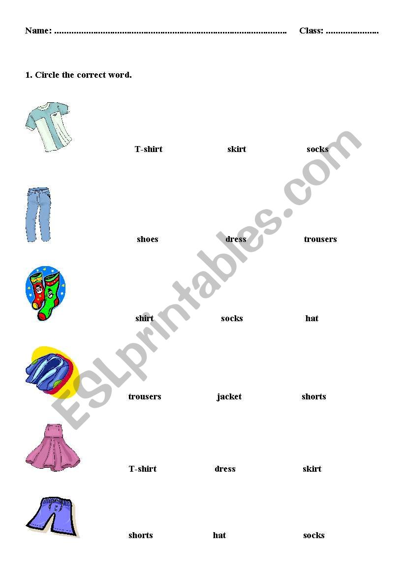 Clothes  worksheet