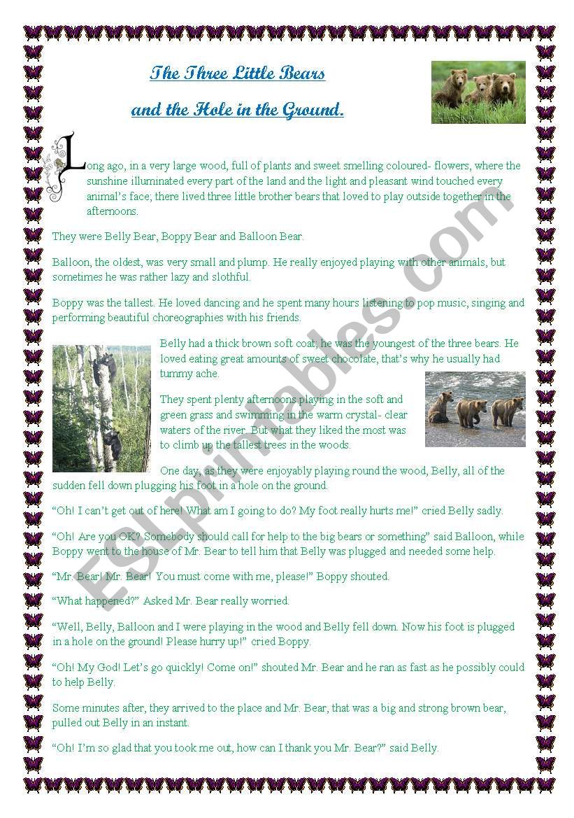 Fable: The Three Little Bears worksheet