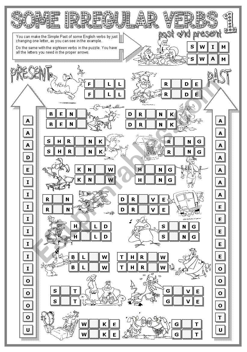 SOME IRREGULAR VERBS 1 B&W worksheet