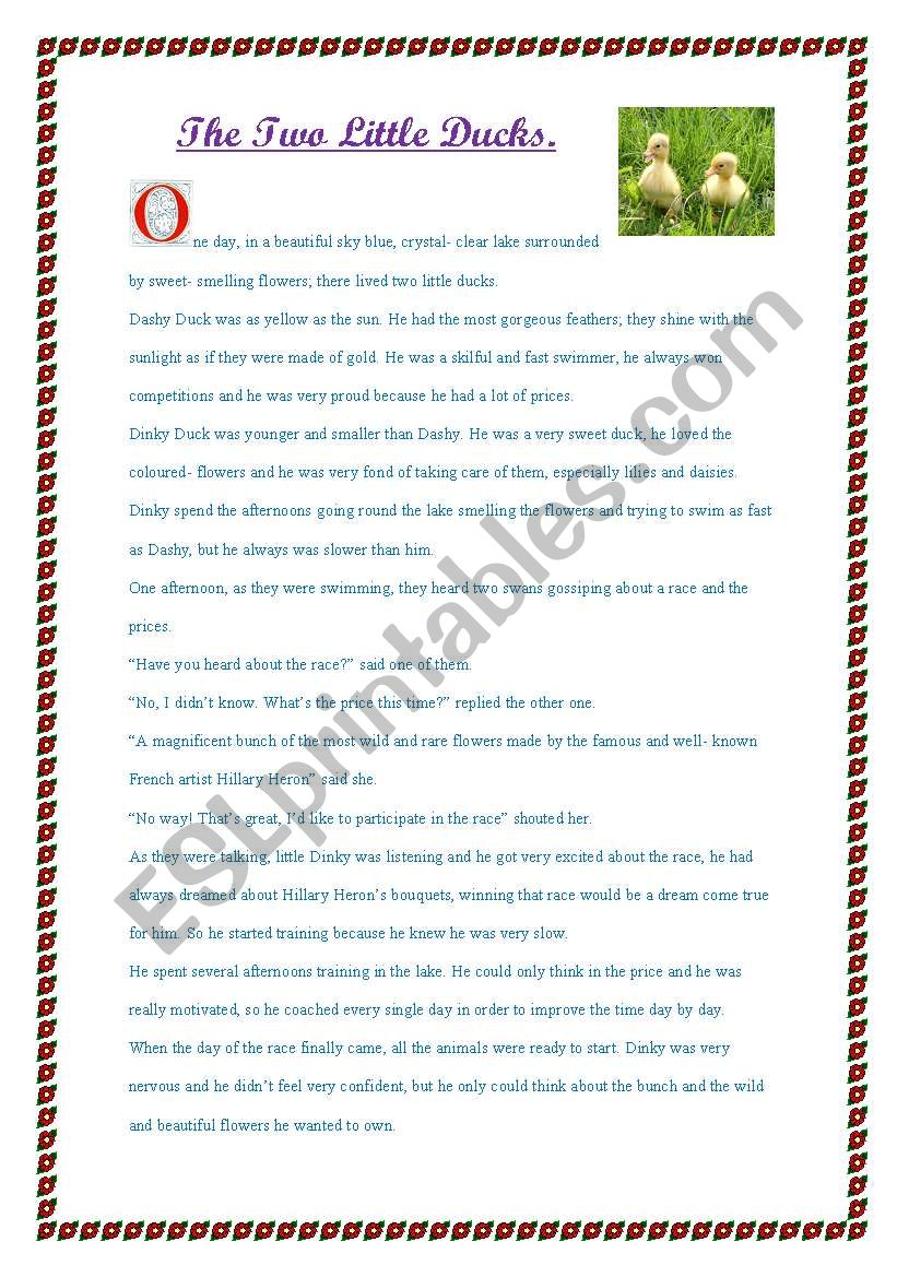 Fable: the two little ducks. worksheet