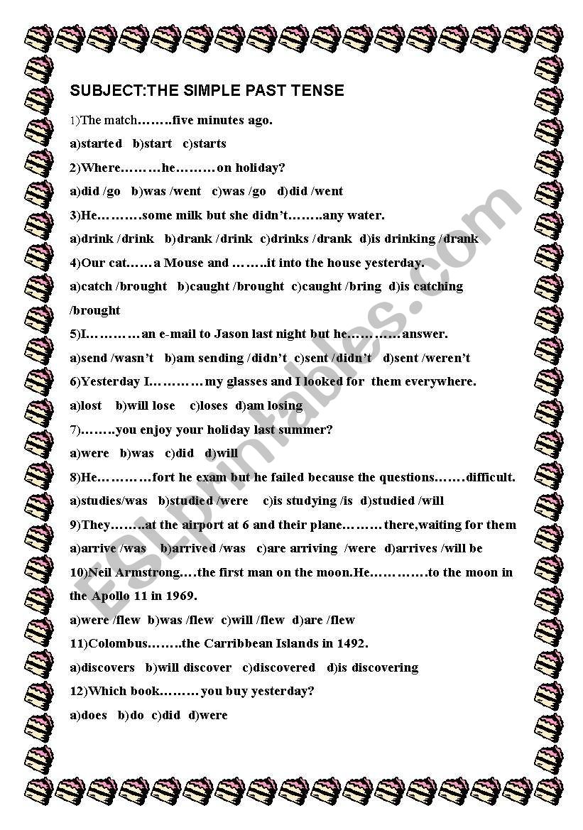 THE SIMPLE PAST TENSE-TEST worksheet