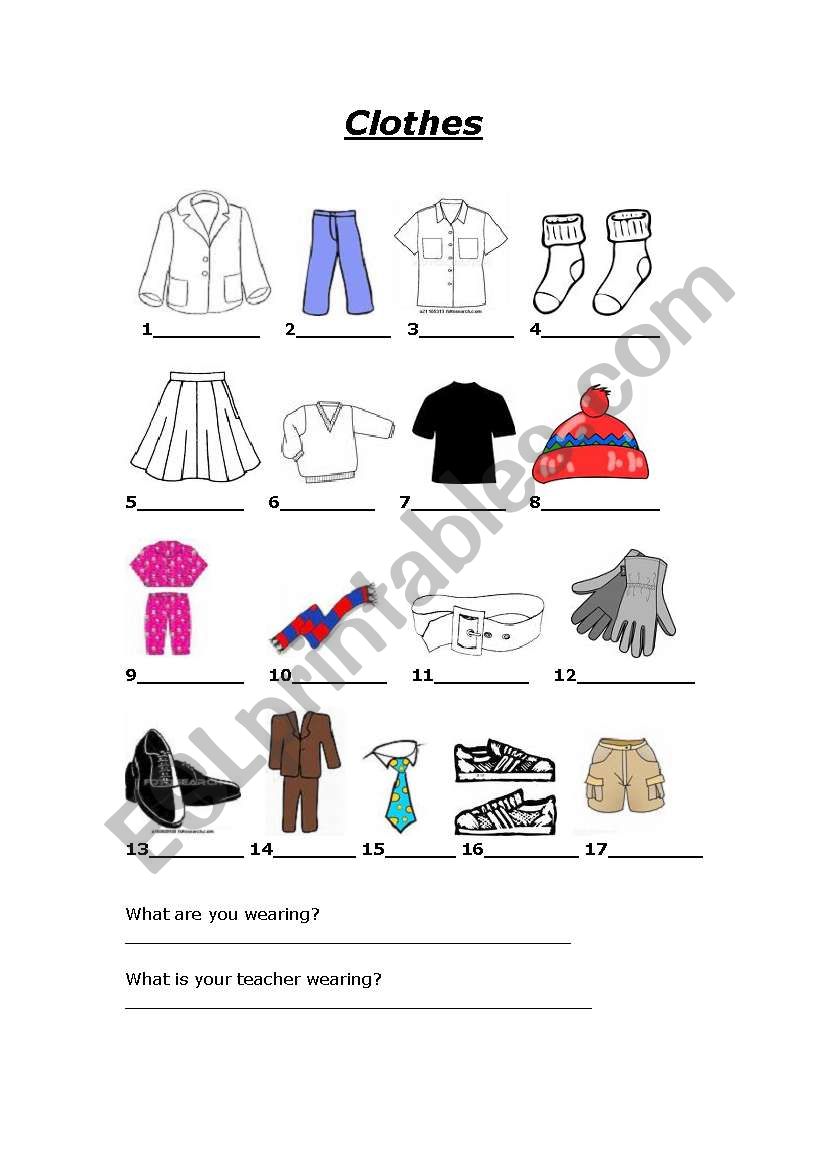Clothes Vocab Exercise worksheet