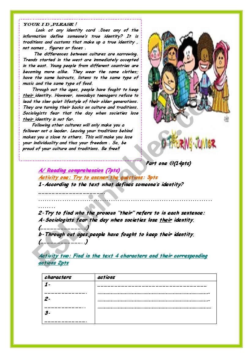 Your identity please! worksheet