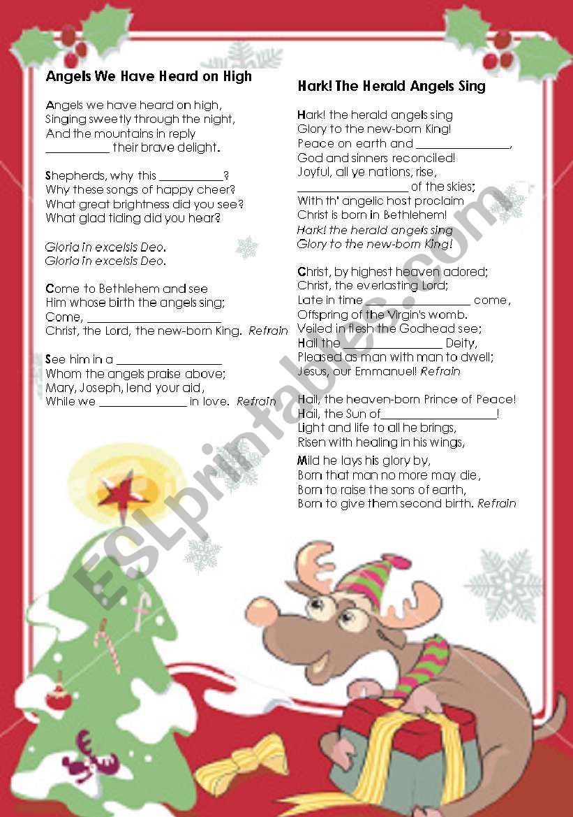 Christmas activity - gapped carols lyrics