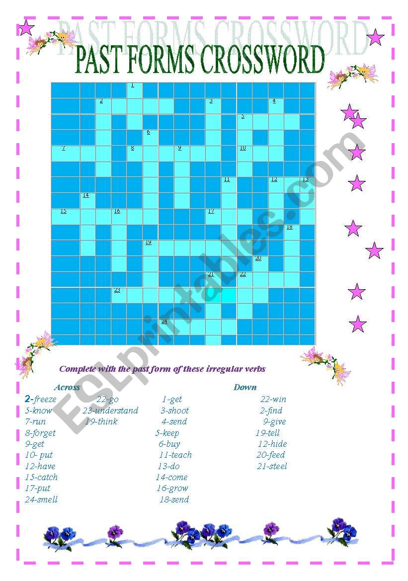 Irregular Past Verbs Crossword