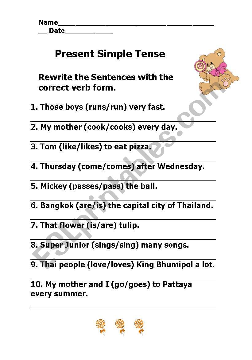 Present Simple Tense worksheet