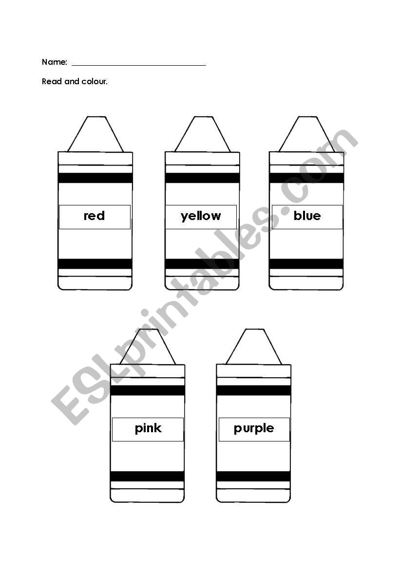 Read and colour the crayons worksheet