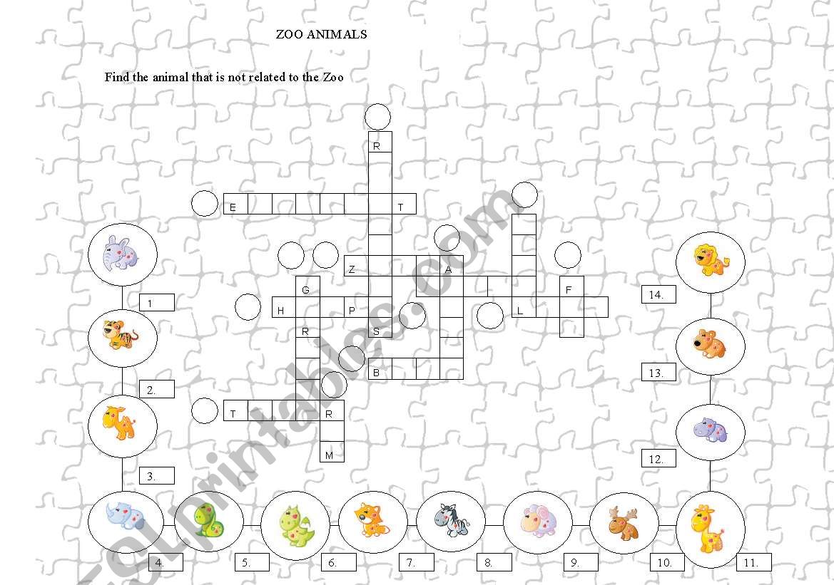 Zoo Animals Crossword worksheet