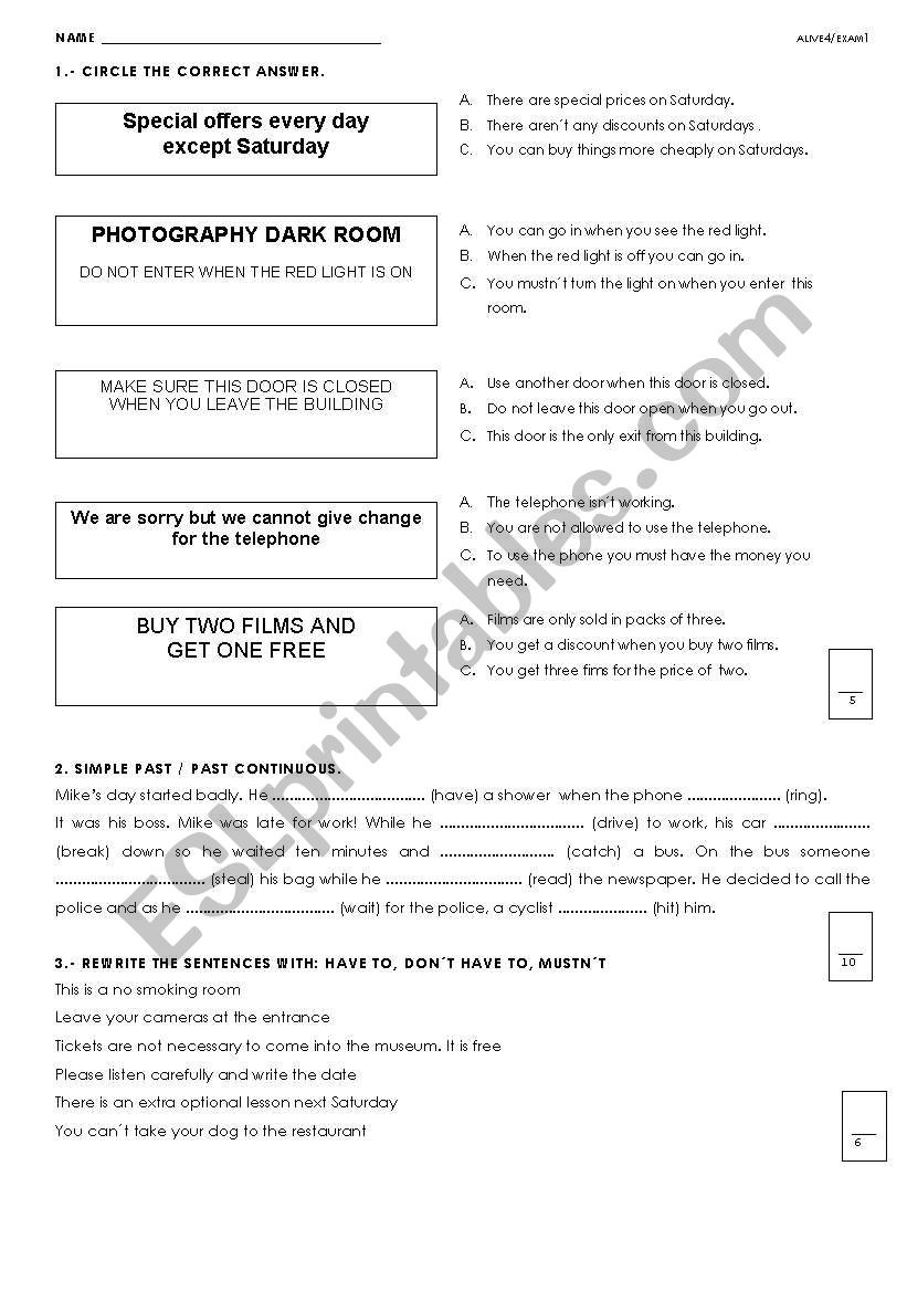 EXAM PRE-INTERMEDIATE   worksheet