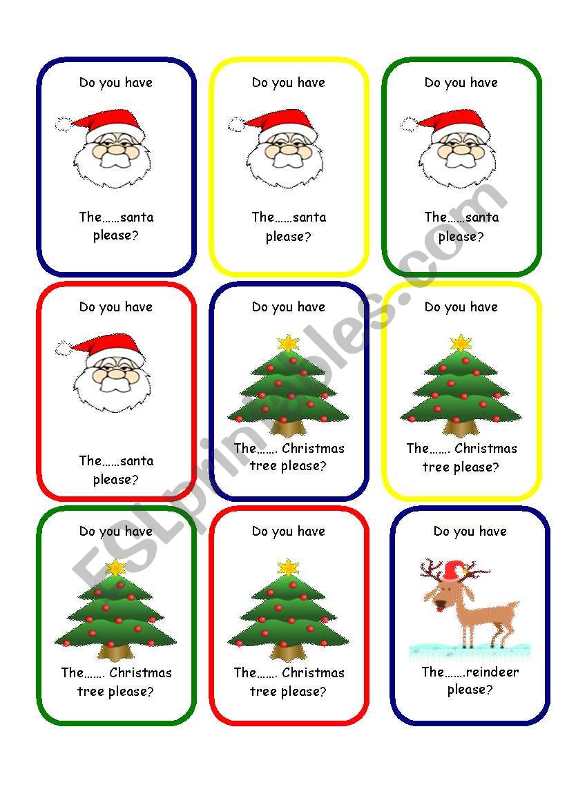 Christmas go fish! 1/2 worksheet