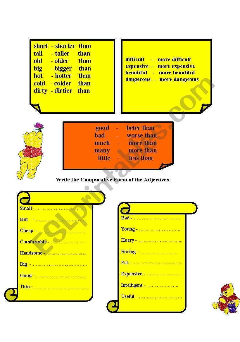 comparatives  worksheet