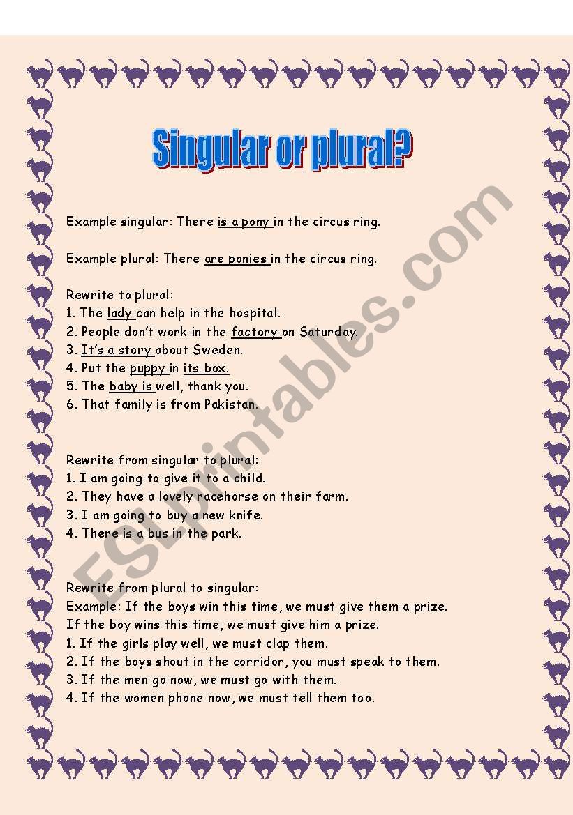 Singular or plural worksheet