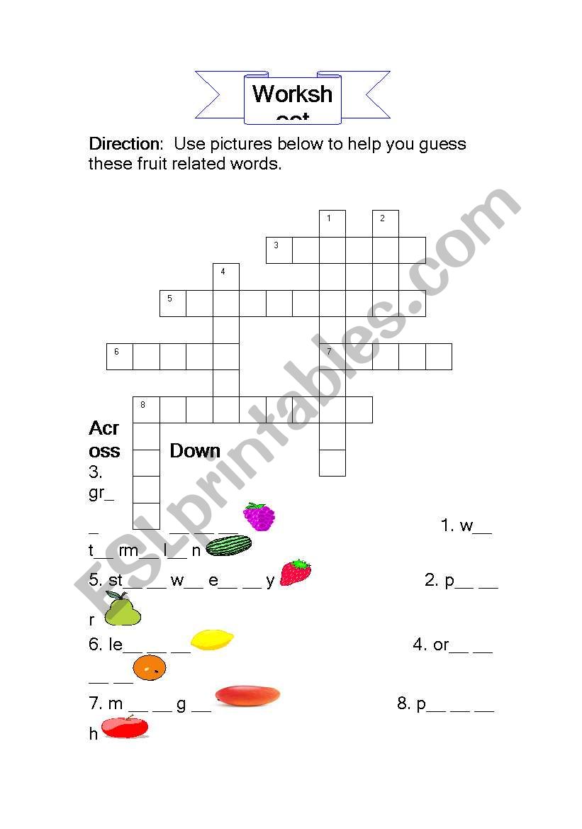 fruits worksheet