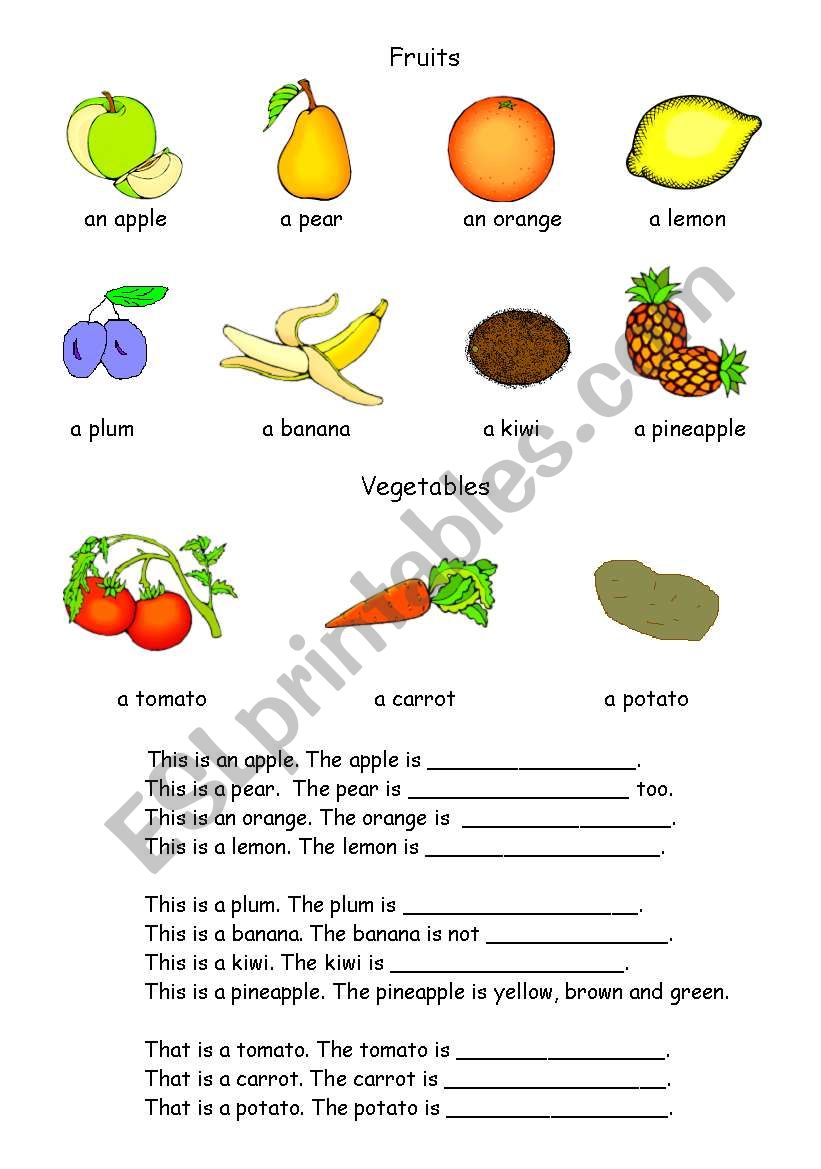 Fruits and vegetables worksheet