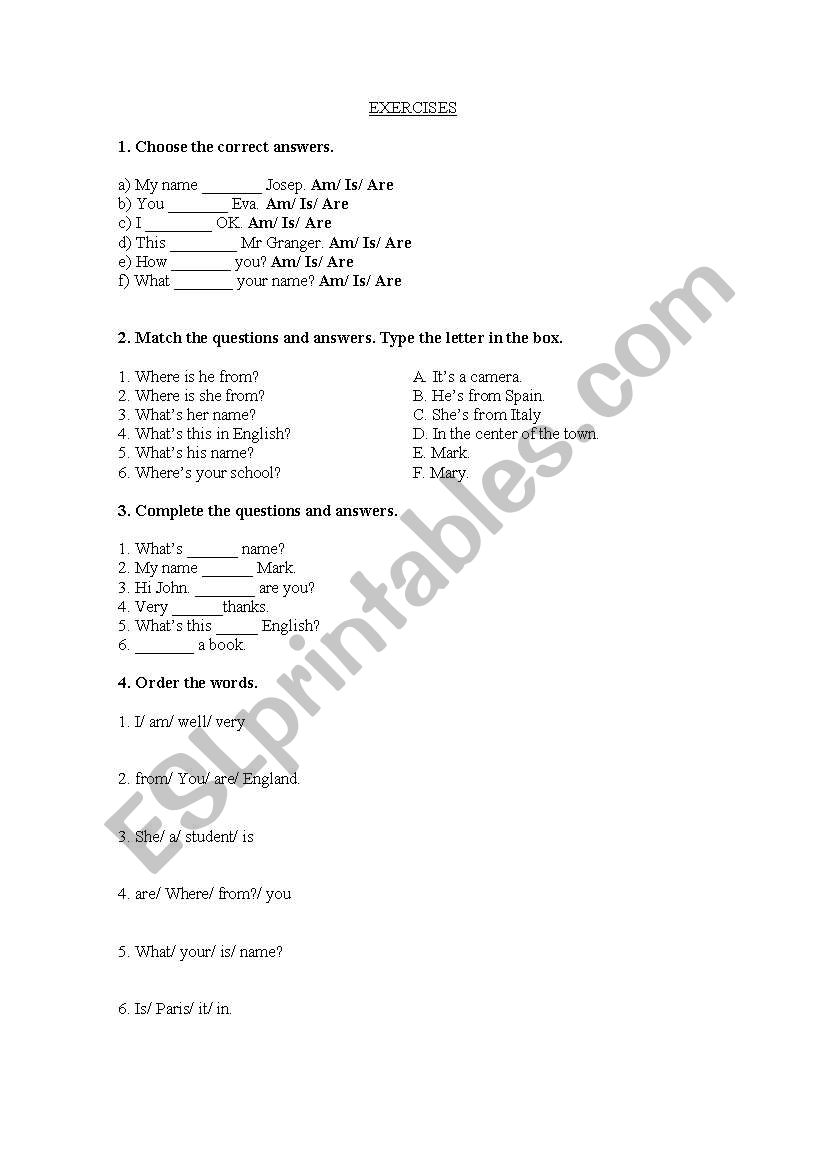 For beginners worksheet