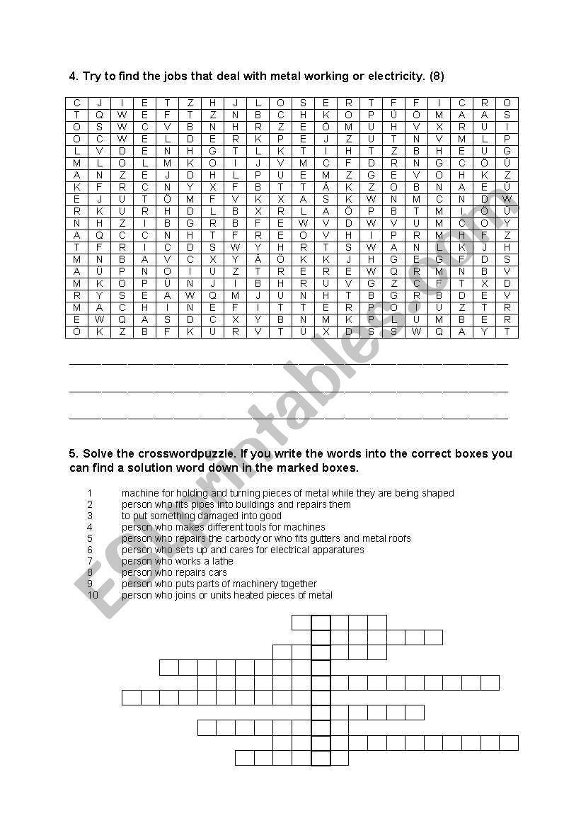 Metalworking part two worksheet