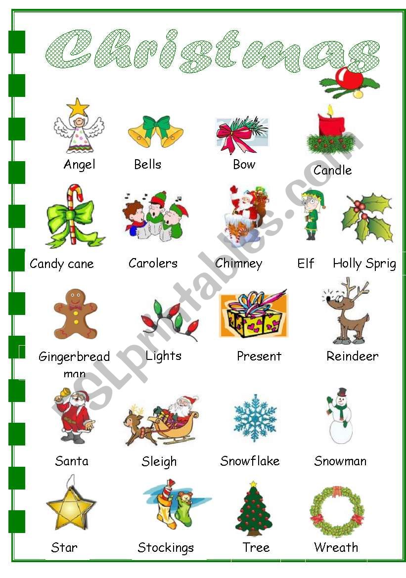 Christmas Pictionary worksheet