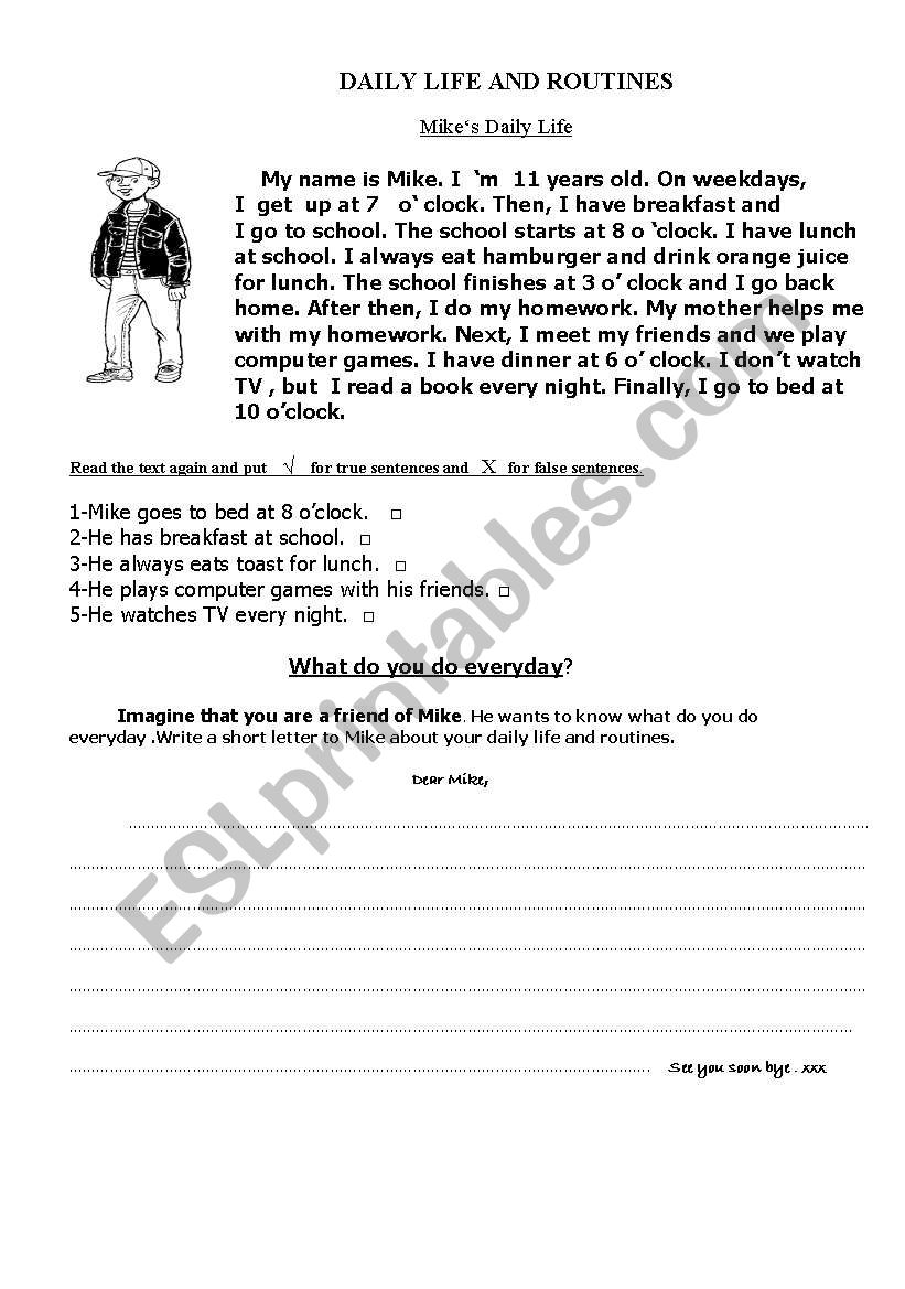daily life and routines worksheet