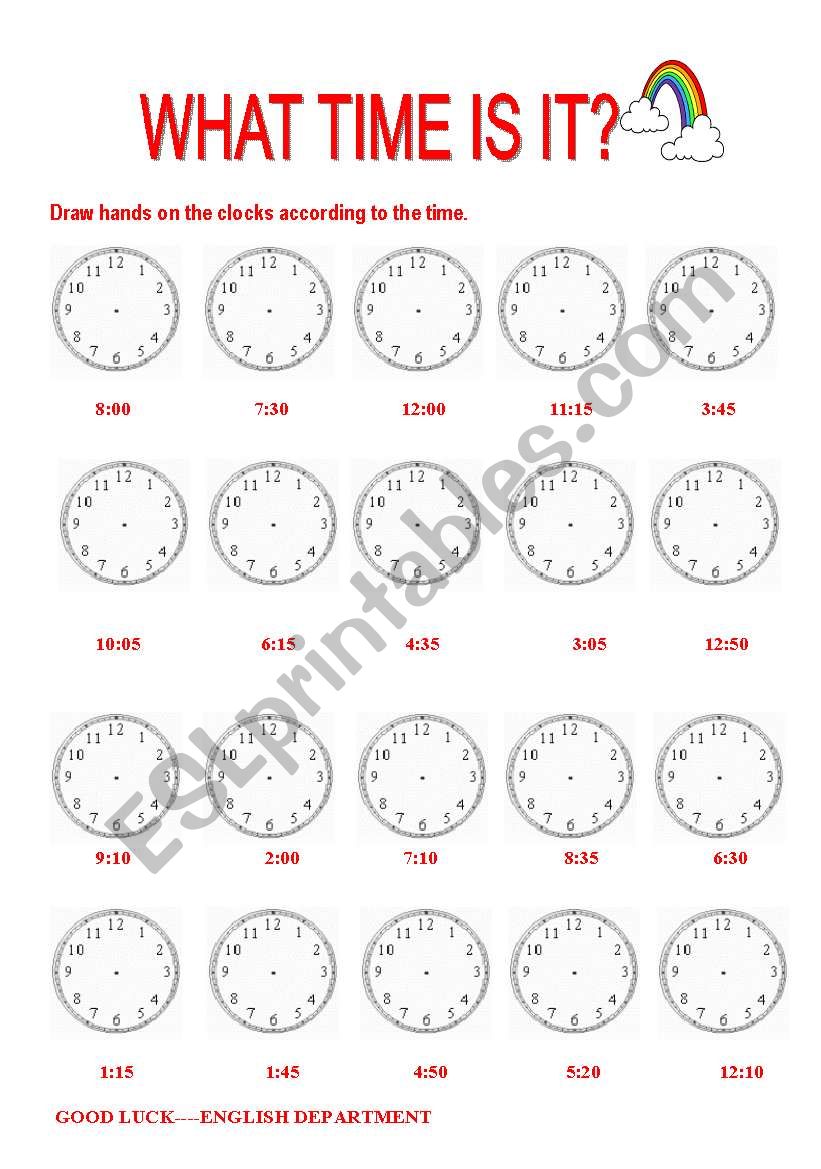 WHAT TIME IS IT? worksheet