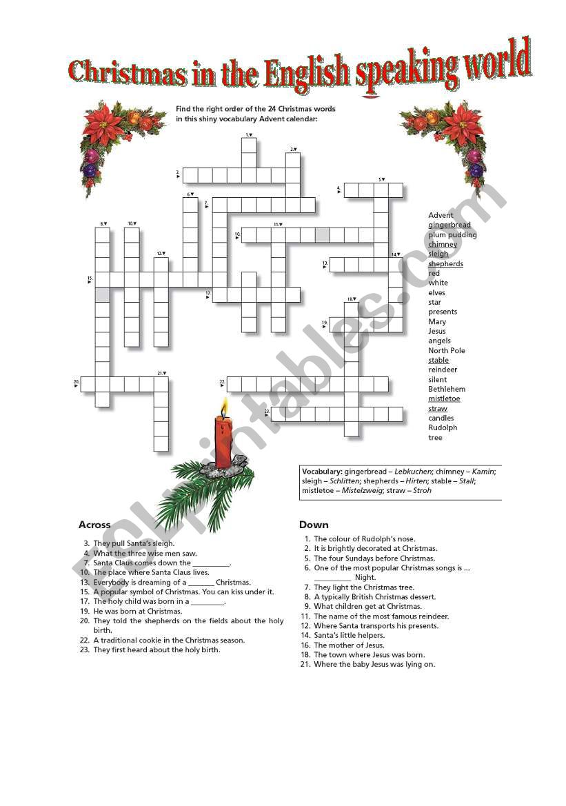 Christmas Crossword worksheet