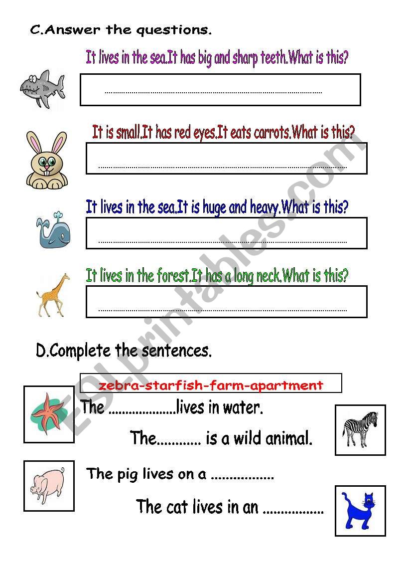 Animals 2 worksheet