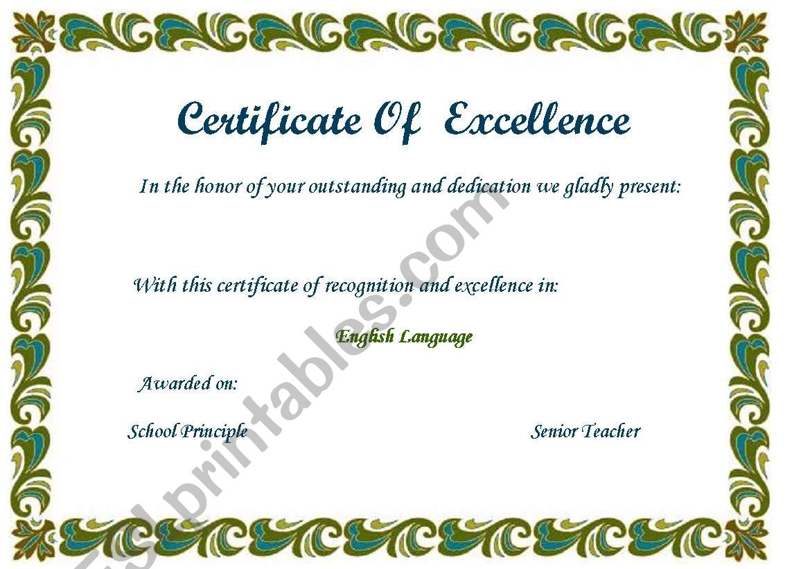 Certificate worksheet