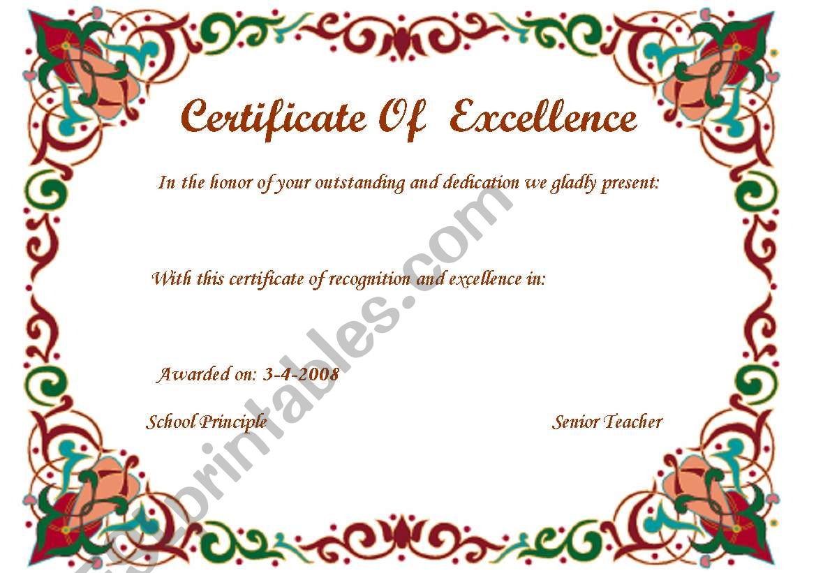 certificate worksheet