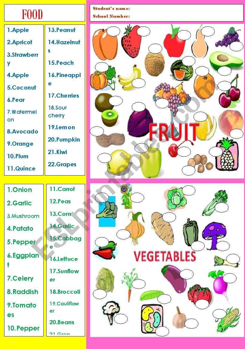 FRUIT AND VEGETABLES (4 pages)